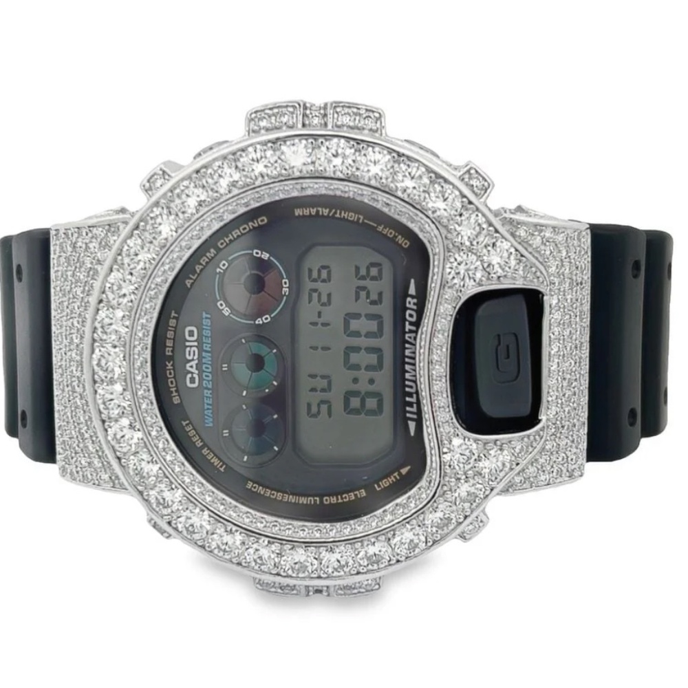 11.25 Carat Moissanite VVS Iced Out G Shock DW6900 Custom Watch
